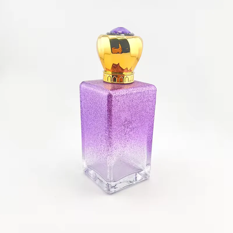 Square Glass Perfume Bottle with Crown Cap