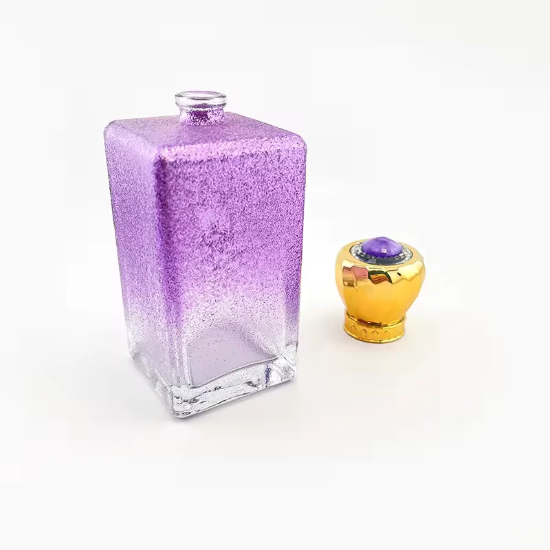 Square Glass Perfume Bottle with Crown Cap image 2