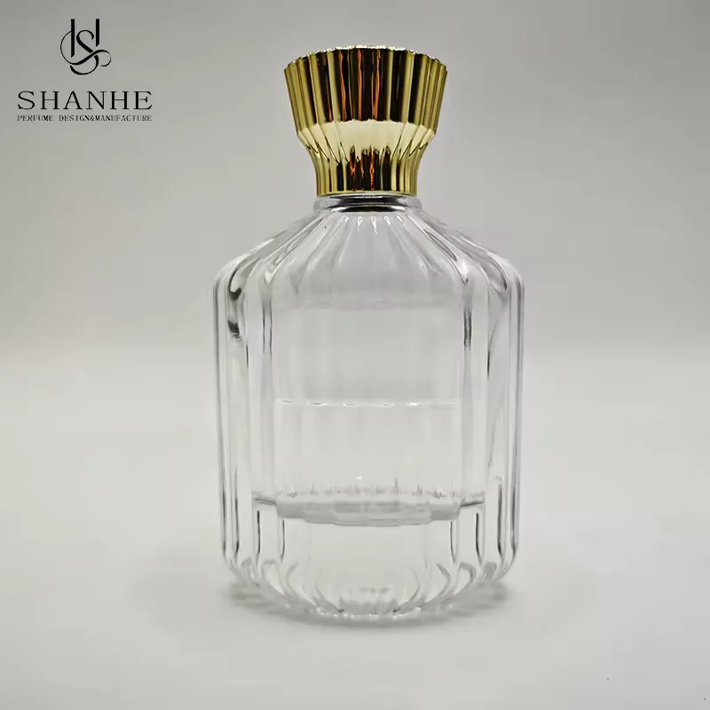 Clear Glass Perfume Bottle with Crimp Neck