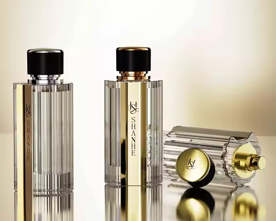 Luxury Custom Glass Perfume Bottle with Shape Metal Cap Pump Sprayer Seal