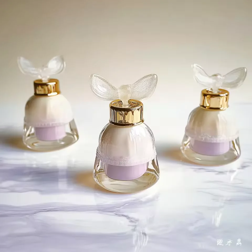 Cylindrical Glass Perfume Bottle with Wood Cap
