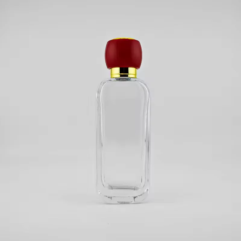 Clear Square Glass Perfume Bottle with Crown Cap