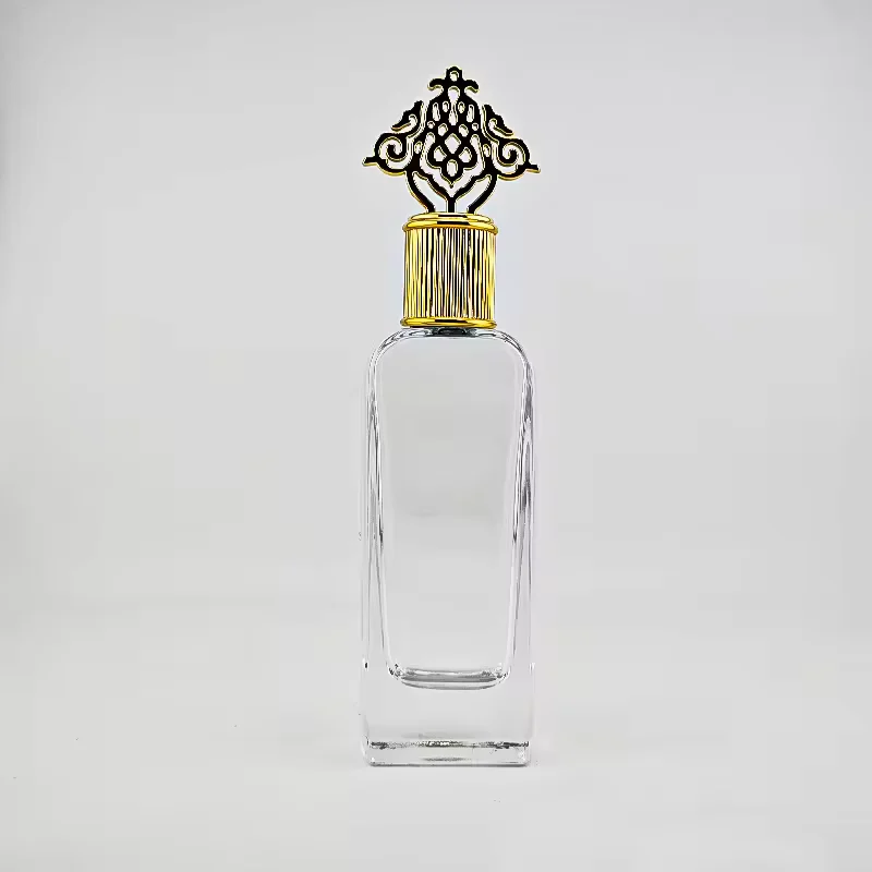 Clear Square Glass Perfume Bottle with Pump Sprayer