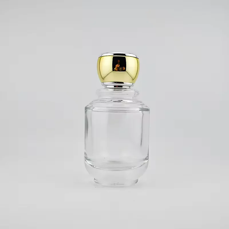 Crystal White Glass Empty Perfume Bottle with Plastic Plated Lid