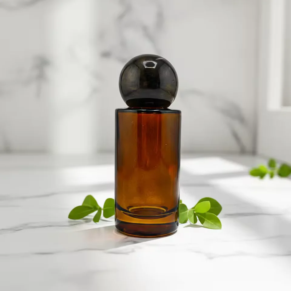 Amber Glass Perfume Bottle with Pump Sprayer