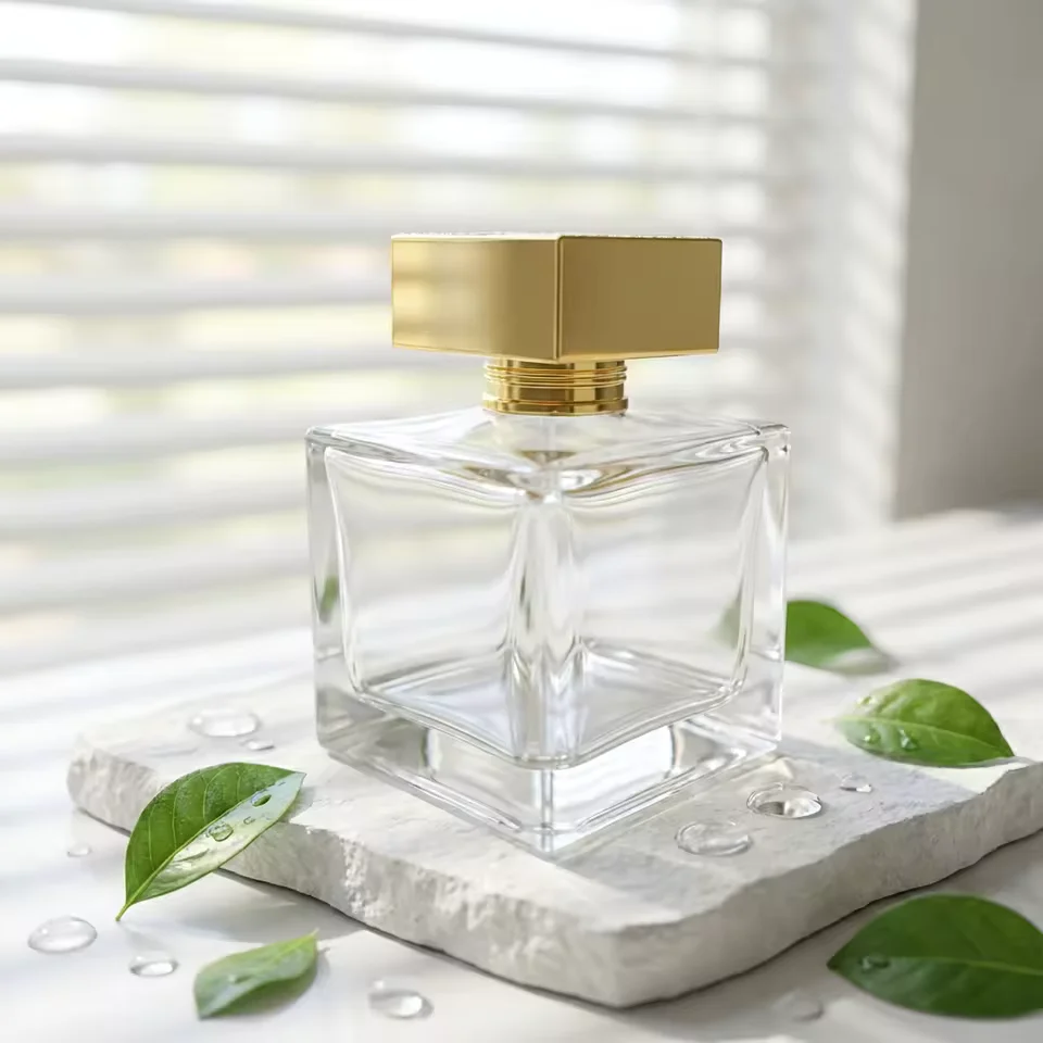 Clear Square Glass Perfume Bottle