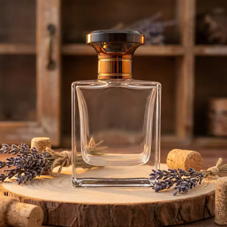 Clear Square Glass Perfume Bottle