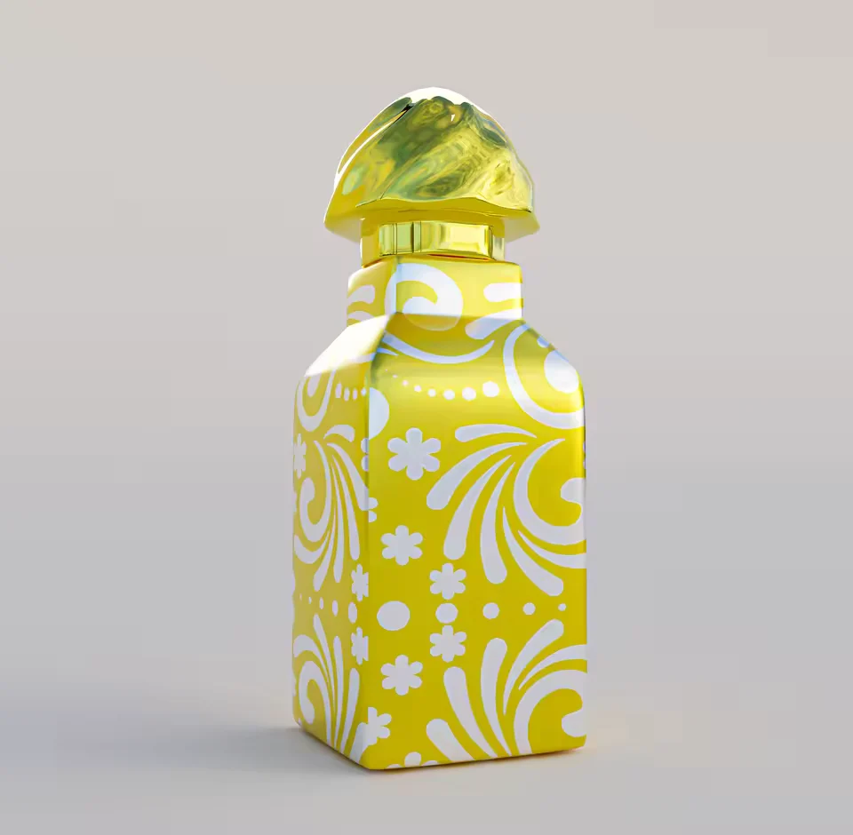 Clear Cylindrical Glass Perfume Bottle