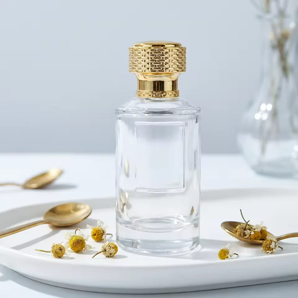 Cylindrical Glass Perfume Bottle with Pump Sprayer