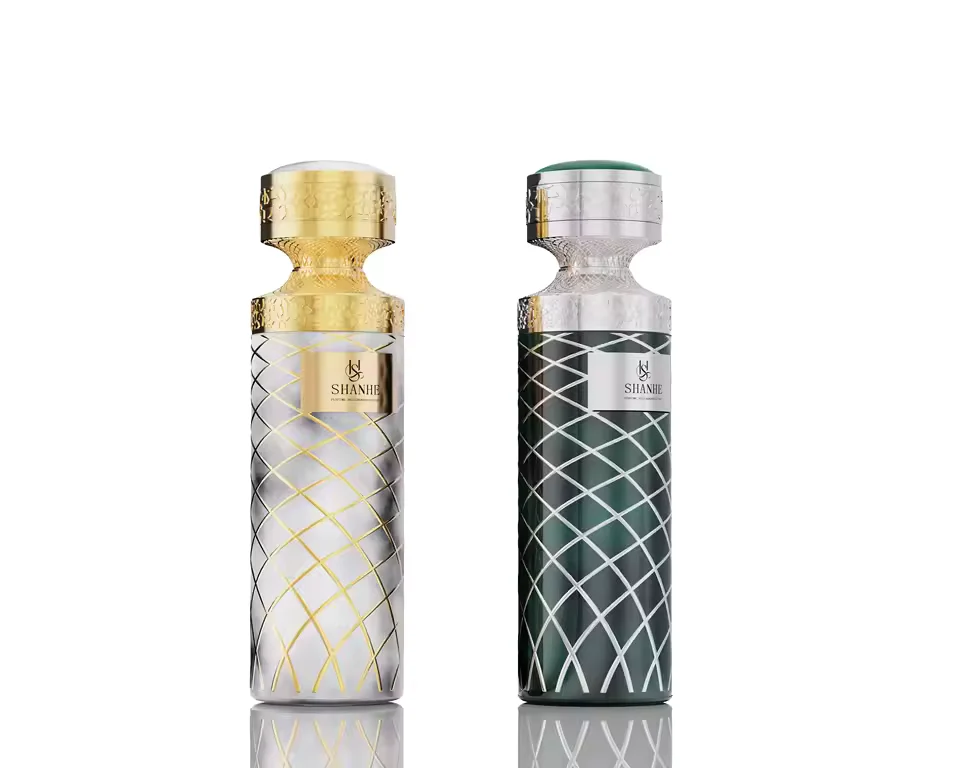 Luxury UV Coating Metal Cap Pump Sprayer Glass Perfume Bottle for Cosmetic