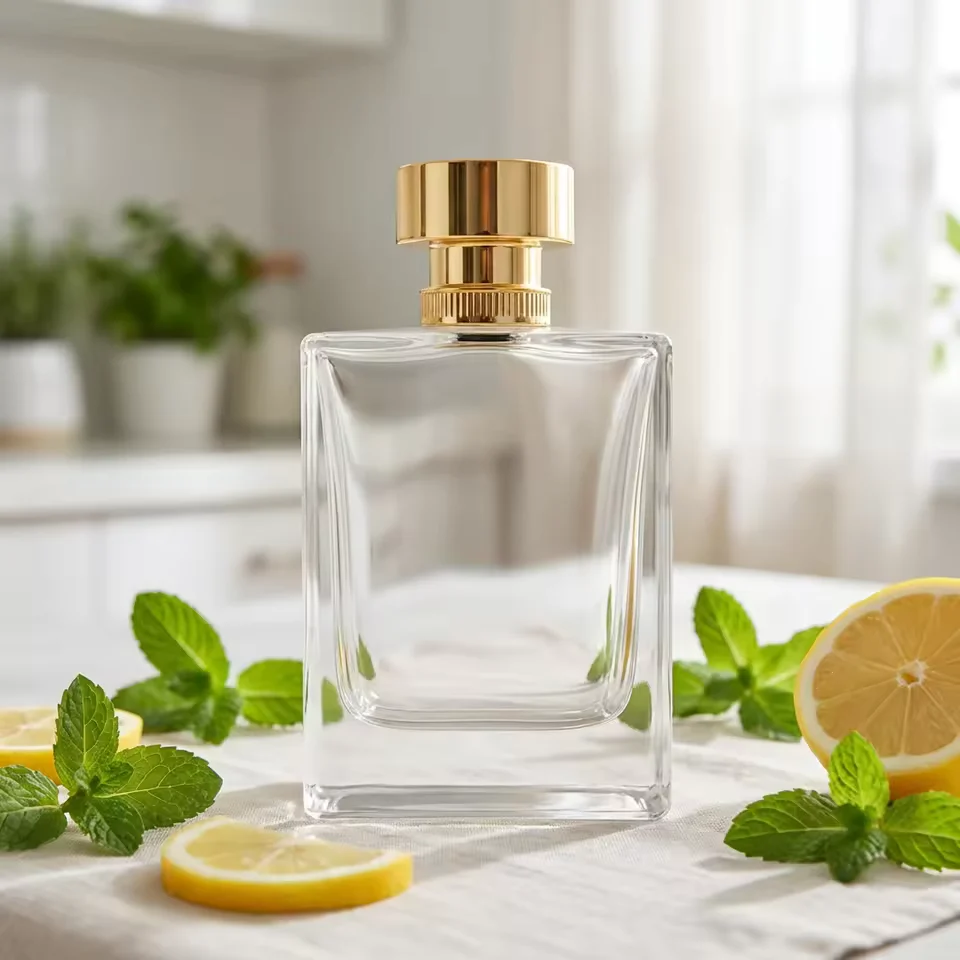 Clear Square Glass Perfume Bottle