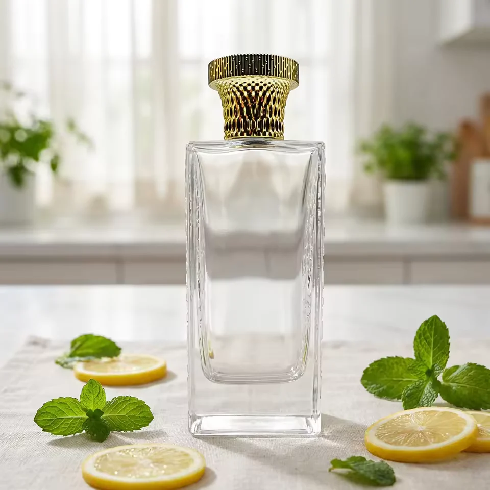 Rectangular Glass Perfume Bottle with Pump Sprayer