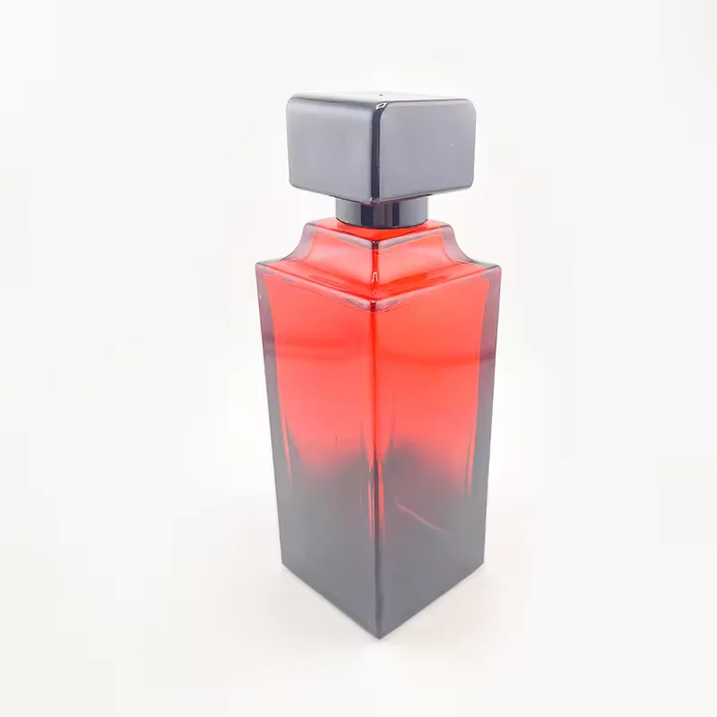 Gradient Square Glass Perfume Bottle with Crimp Neck