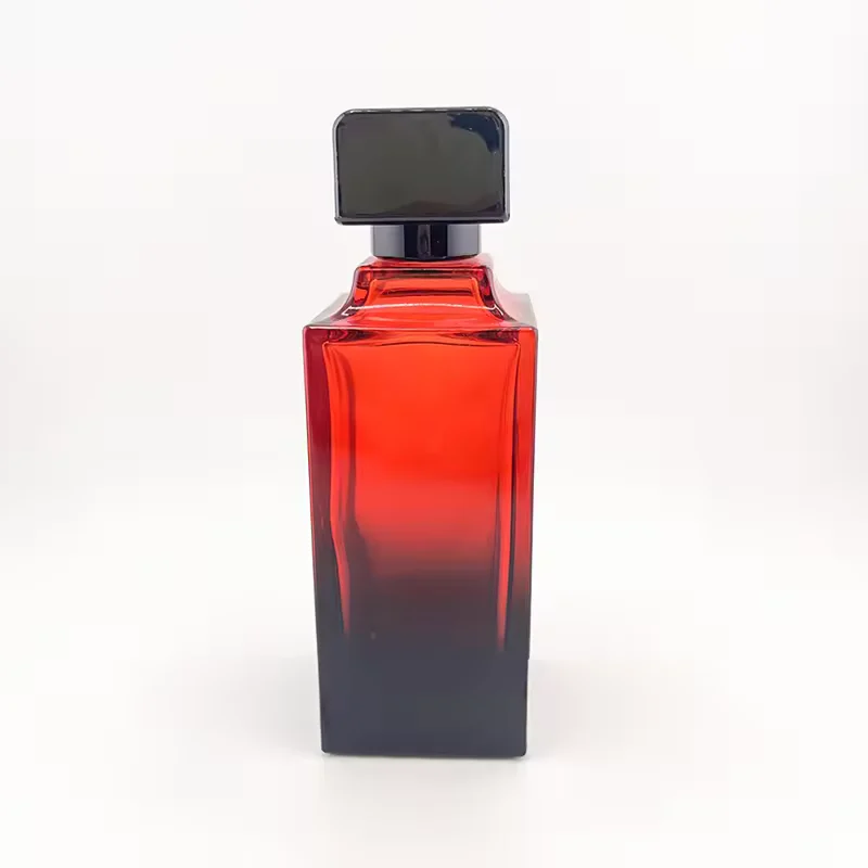 Gradient Square Glass Perfume Bottle with Crimp Neck image 2