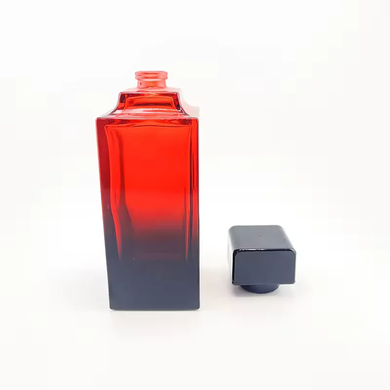 Gradient Square Glass Perfume Bottle with Crimp Neck image 3