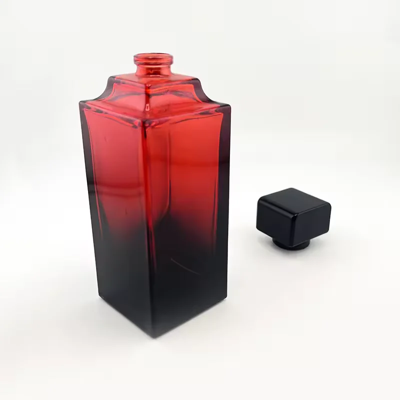 Gradient Square Glass Perfume Bottle with Crimp Neck image 4