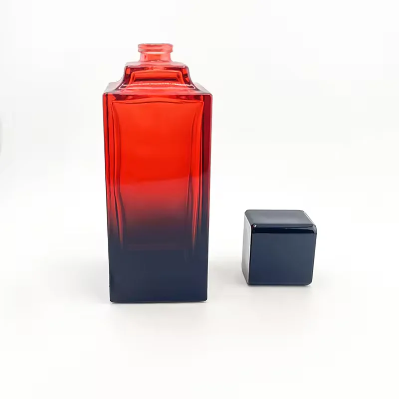 Gradient Square Glass Perfume Bottle with Crimp Neck image 5