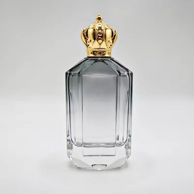 Gradient Square Glass Perfume Bottle with Crimp Neck