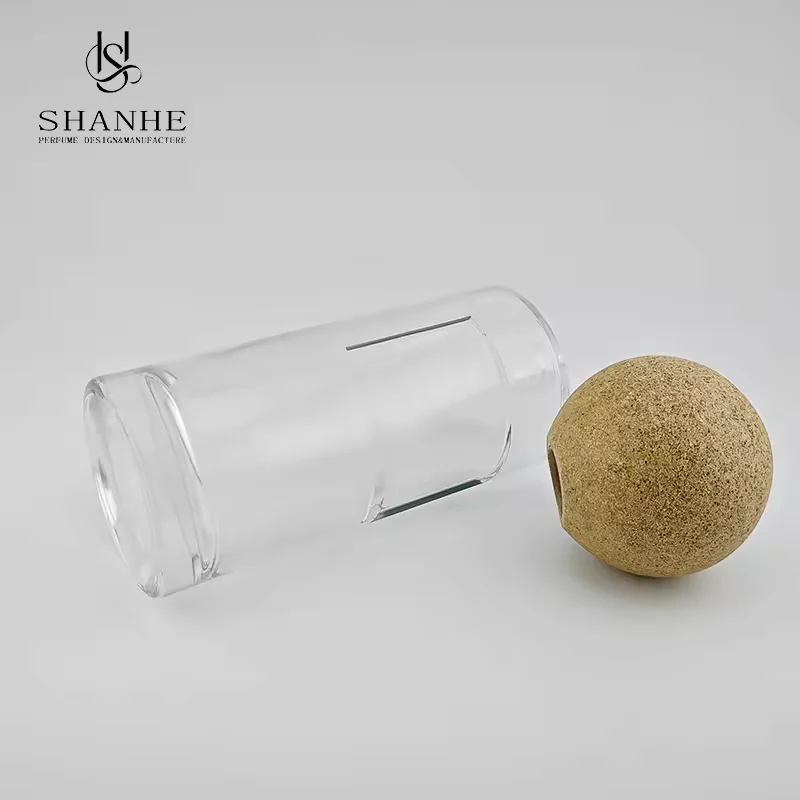 Clear Glass Perfume Bottle with Wood Cap