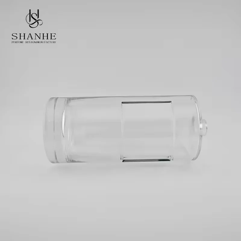 Clear Glass Perfume Bottle with Wood Cap image 2