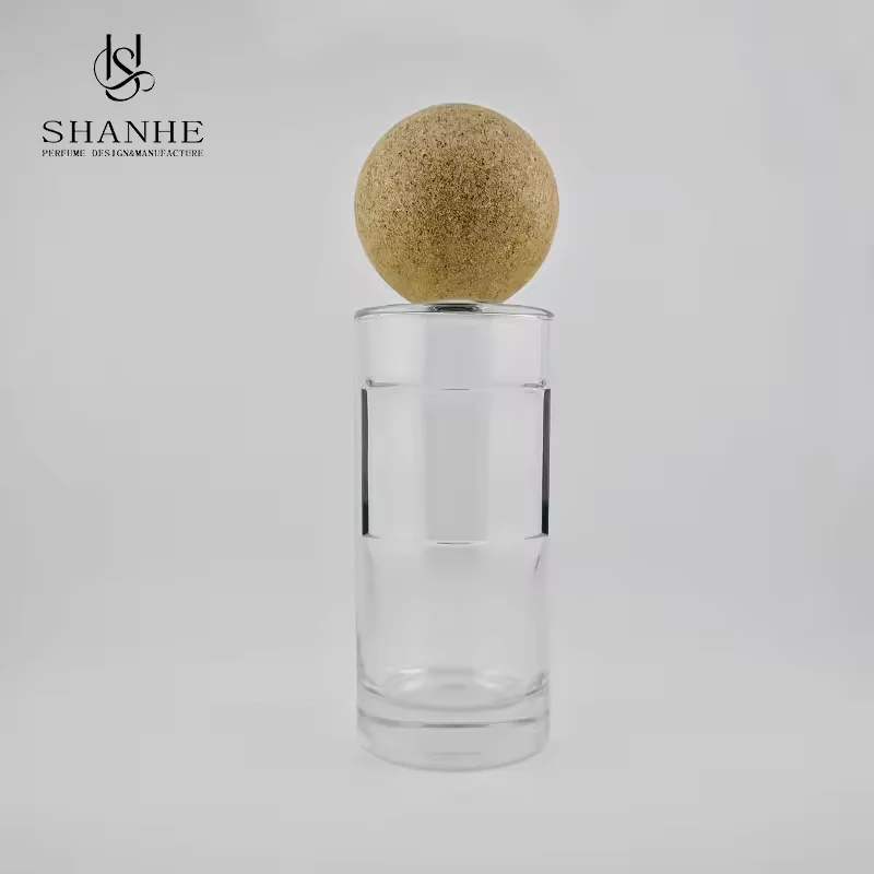 Clear Glass Perfume Bottle with Wood Cap image 3