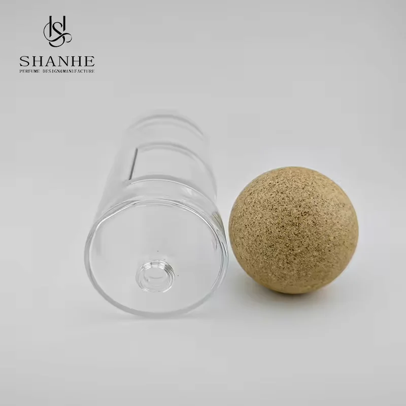Clear Glass Perfume Bottle with Wood Cap image 4