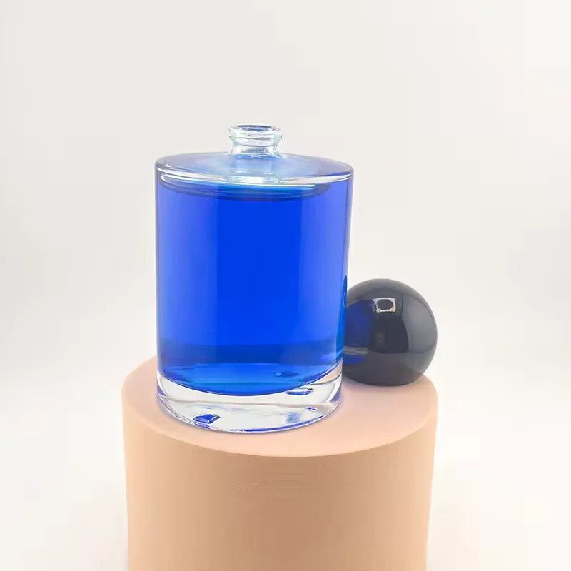 Clear Cylindrical Glass Perfume Bottle
