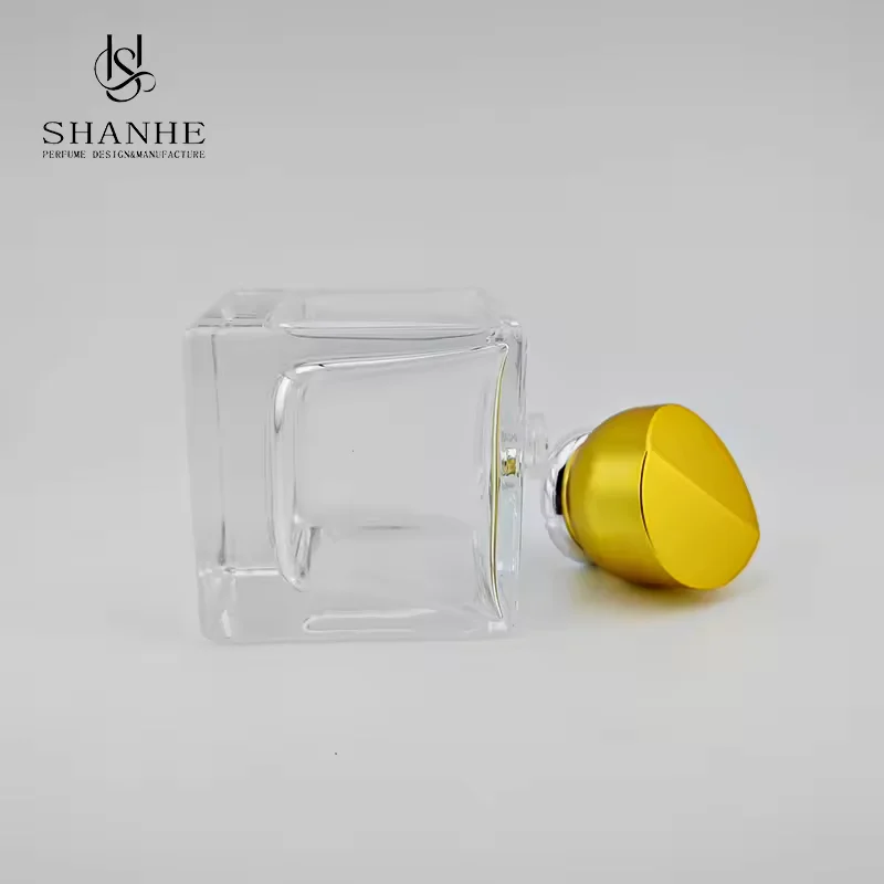 Square Glass Perfume Bottle with Pump Sprayer image 3