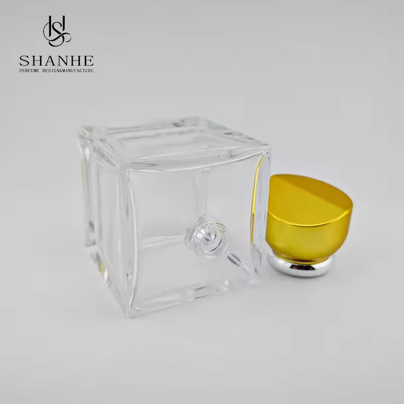 Square Glass Perfume Bottle with Pump Sprayer image 4