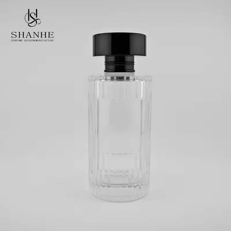 Black Cylindrical Glass Perfume Bottle