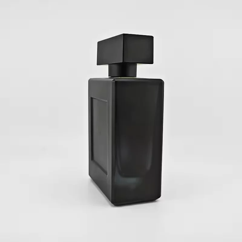 Frosted Square Glass Perfume Bottle with Crimp Neck