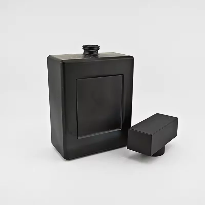 Frosted Square Glass Perfume Bottle with Crimp Neck image 3