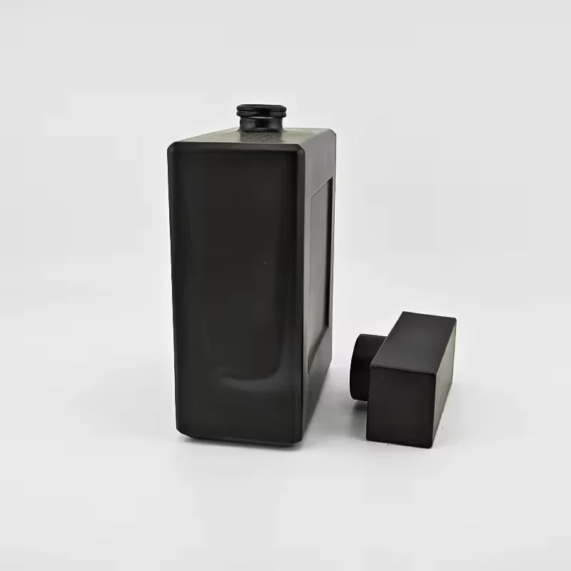 Frosted Square Glass Perfume Bottle with Crimp Neck image 4