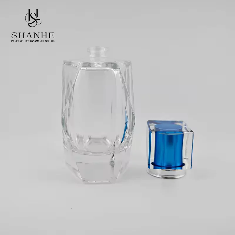 Square Glass Perfume Bottle with Crimp Neck