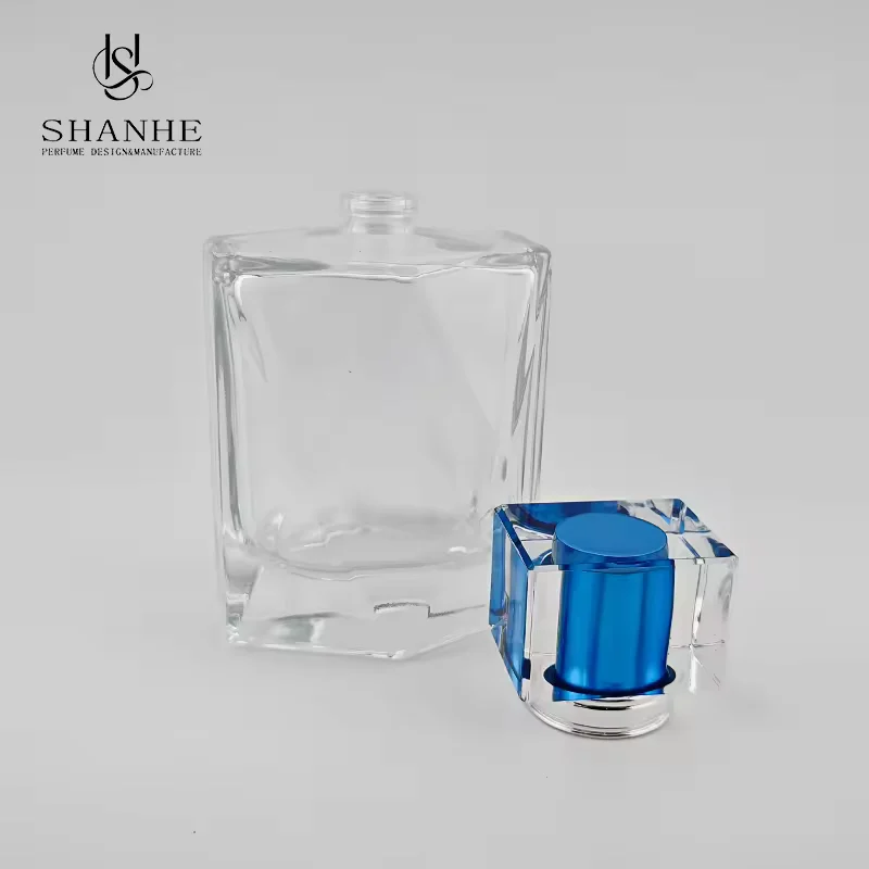 Square Glass Perfume Bottle with Crimp Neck image 2