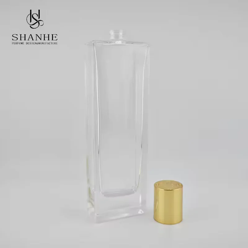 Square Glass Perfume Bottle with Refillable Design image 2