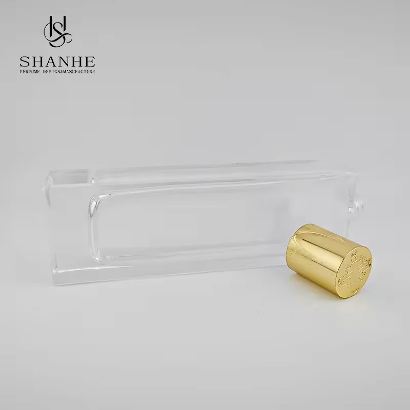 Square Glass Perfume Bottle with Refillable Design image 3