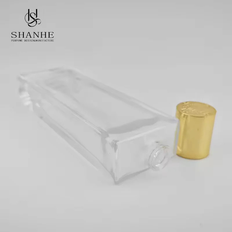 Square Glass Perfume Bottle with Refillable Design image 4