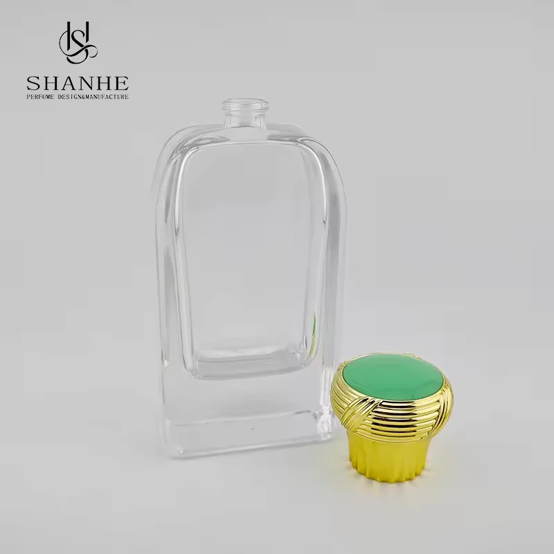 Clear Square Glass Perfume Bottle with Refillable Design