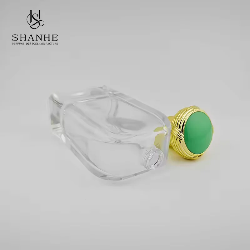Clear Square Glass Perfume Bottle with Refillable Design image 2