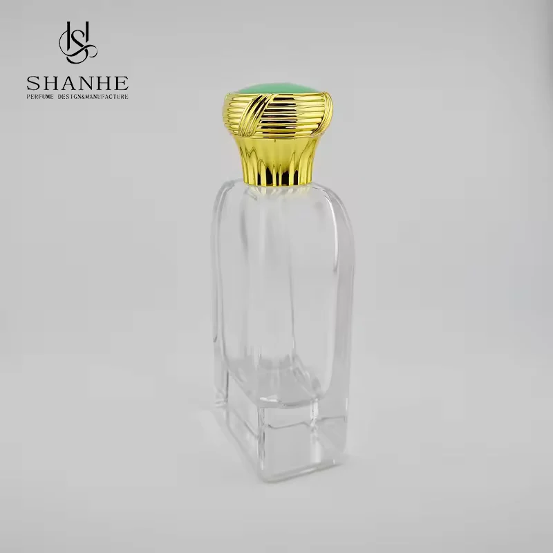 Clear Square Glass Perfume Bottle with Refillable Design image 4