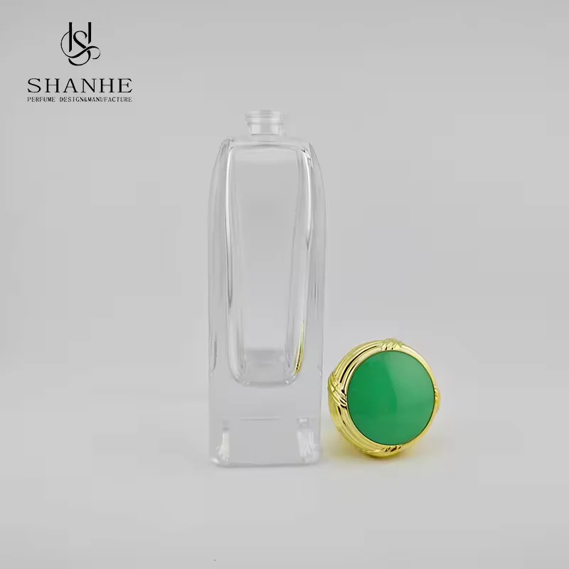 Clear Square Glass Perfume Bottle with Refillable Design image 5