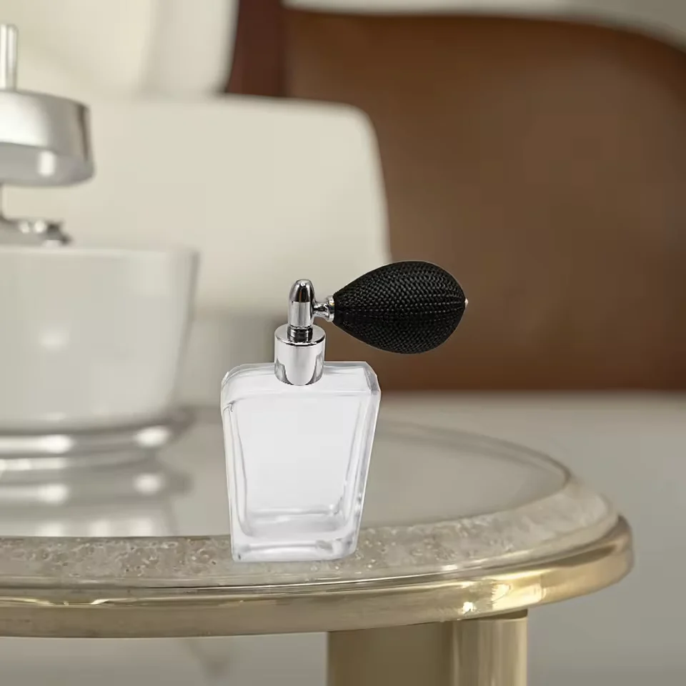 Clear Square Glass Perfume Bottle with Refillable Design image 5