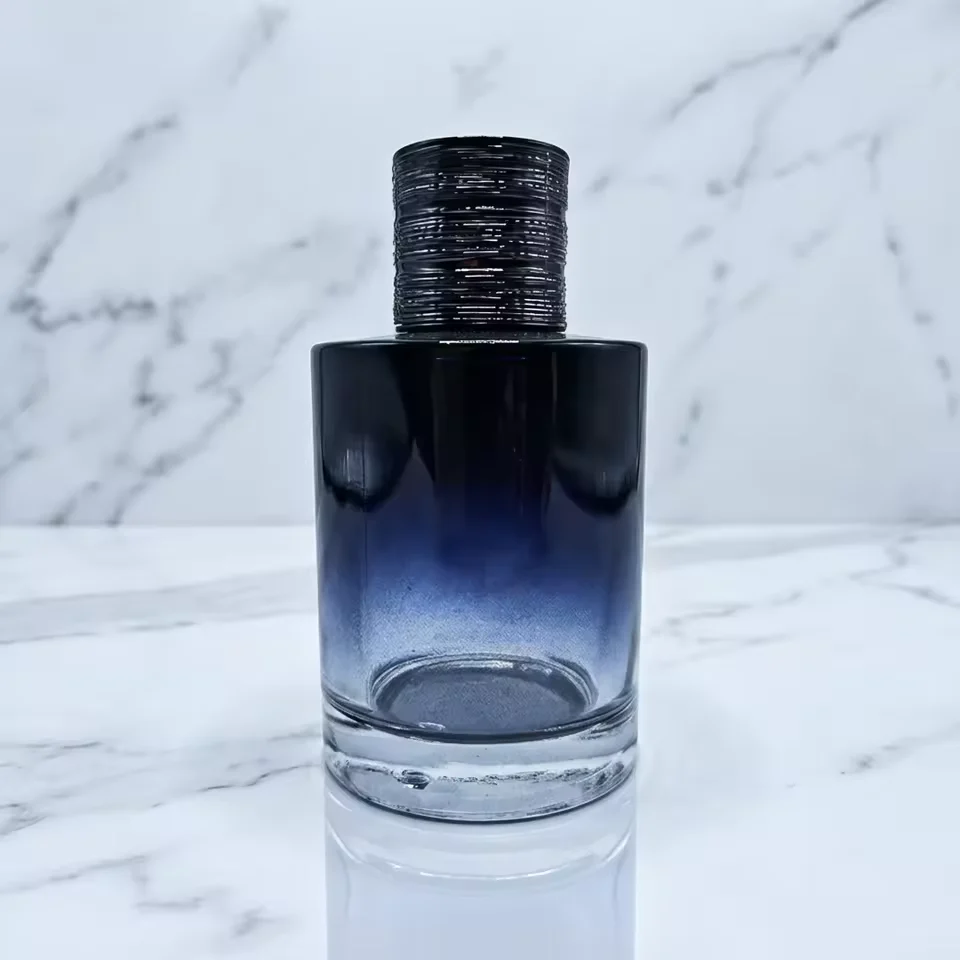 Gradient Cylindrical Glass Perfume Bottle