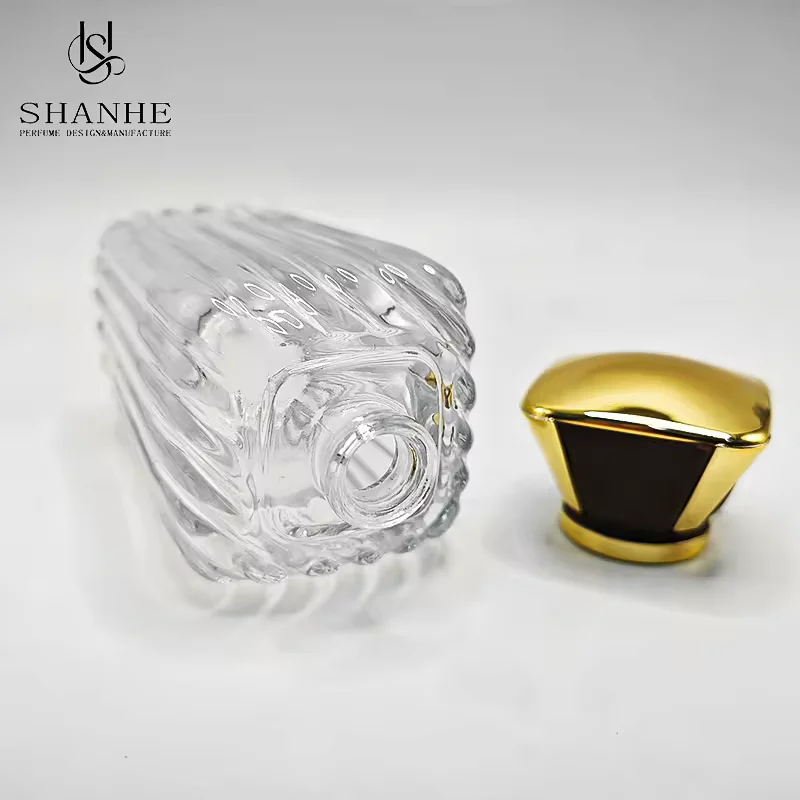 Square Glass Perfume Bottle with Refillable Design image 4