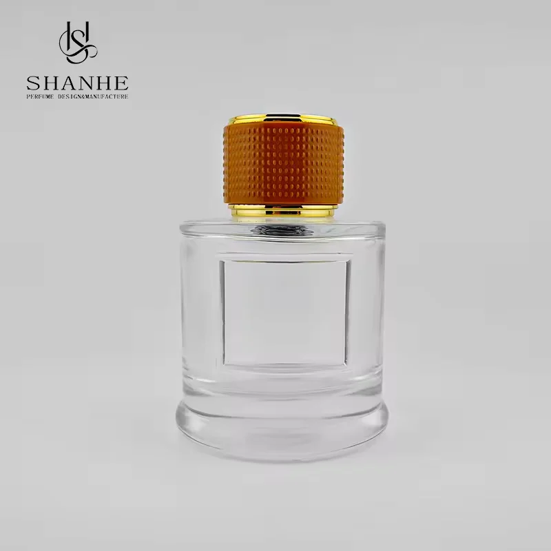 Clear Square Glass Perfume Bottle with Crimp Neck