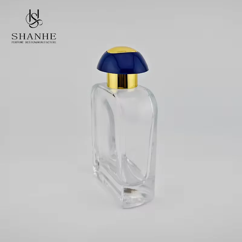 Clear Square Glass Perfume Bottle with Crimp Neck image 2