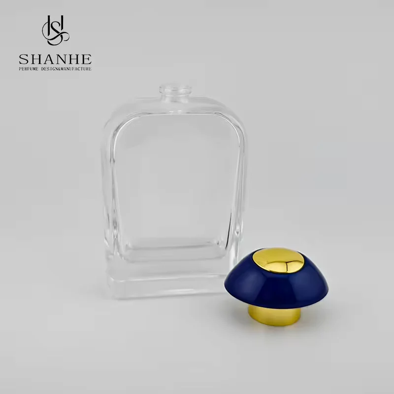Clear Square Glass Perfume Bottle with Crimp Neck image 3