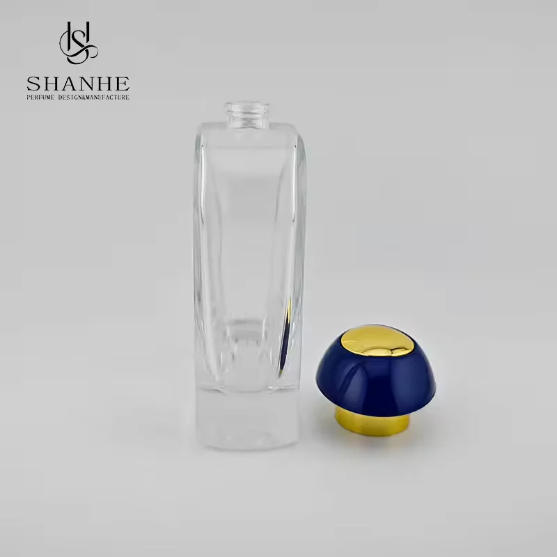 Clear Square Glass Perfume Bottle with Crimp Neck image 4