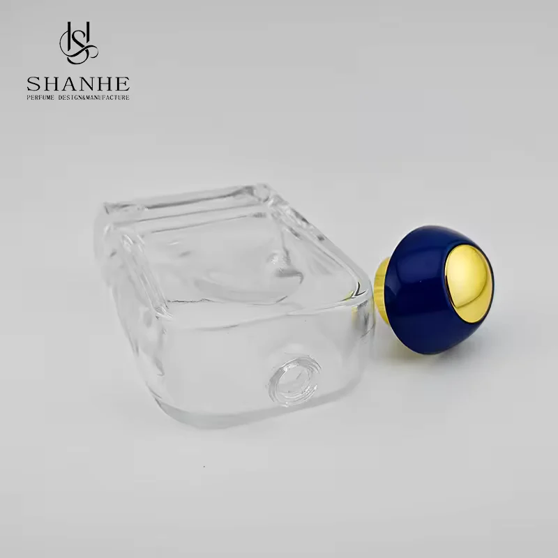 Clear Square Glass Perfume Bottle with Crimp Neck image 5
